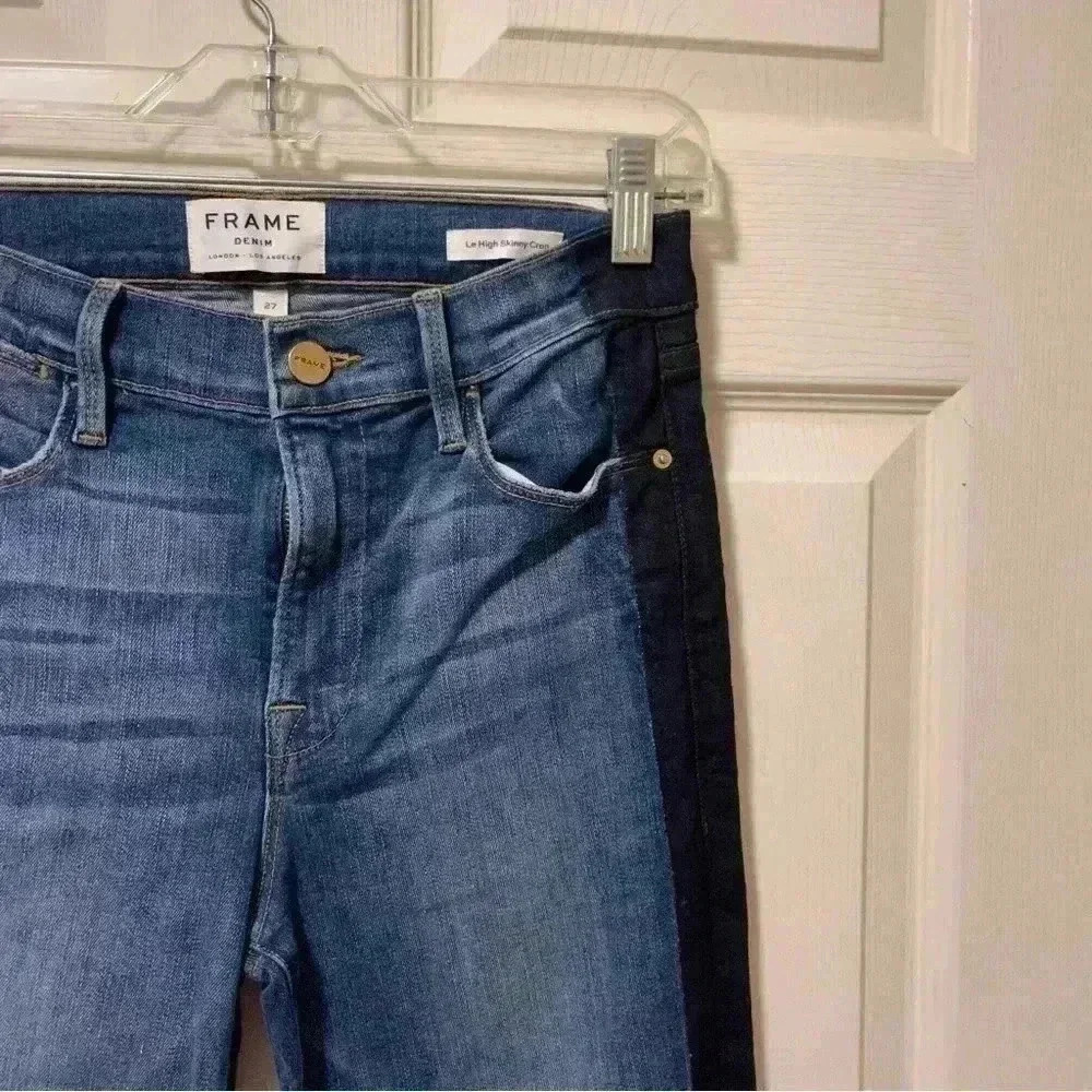 FRAME Le High Skinny Crop In Kenya Tuxedo Stripe Sz 27 - Picture 3 of 8